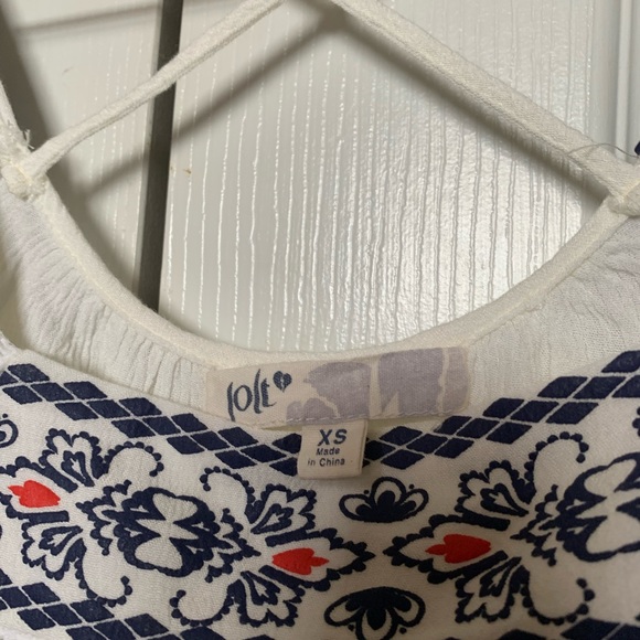 White, Blue, & Red Peasant Top - Picture 3 of 4